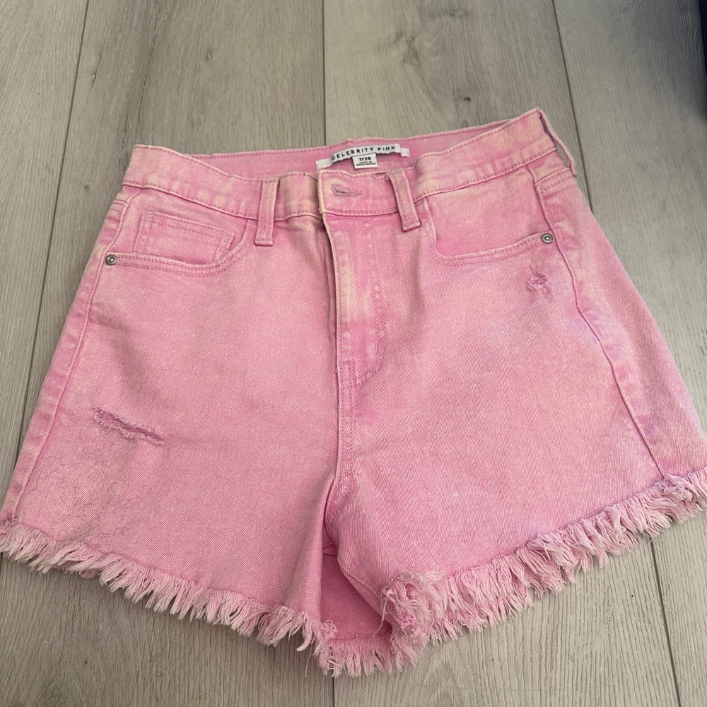 Pink denim shorts - 7